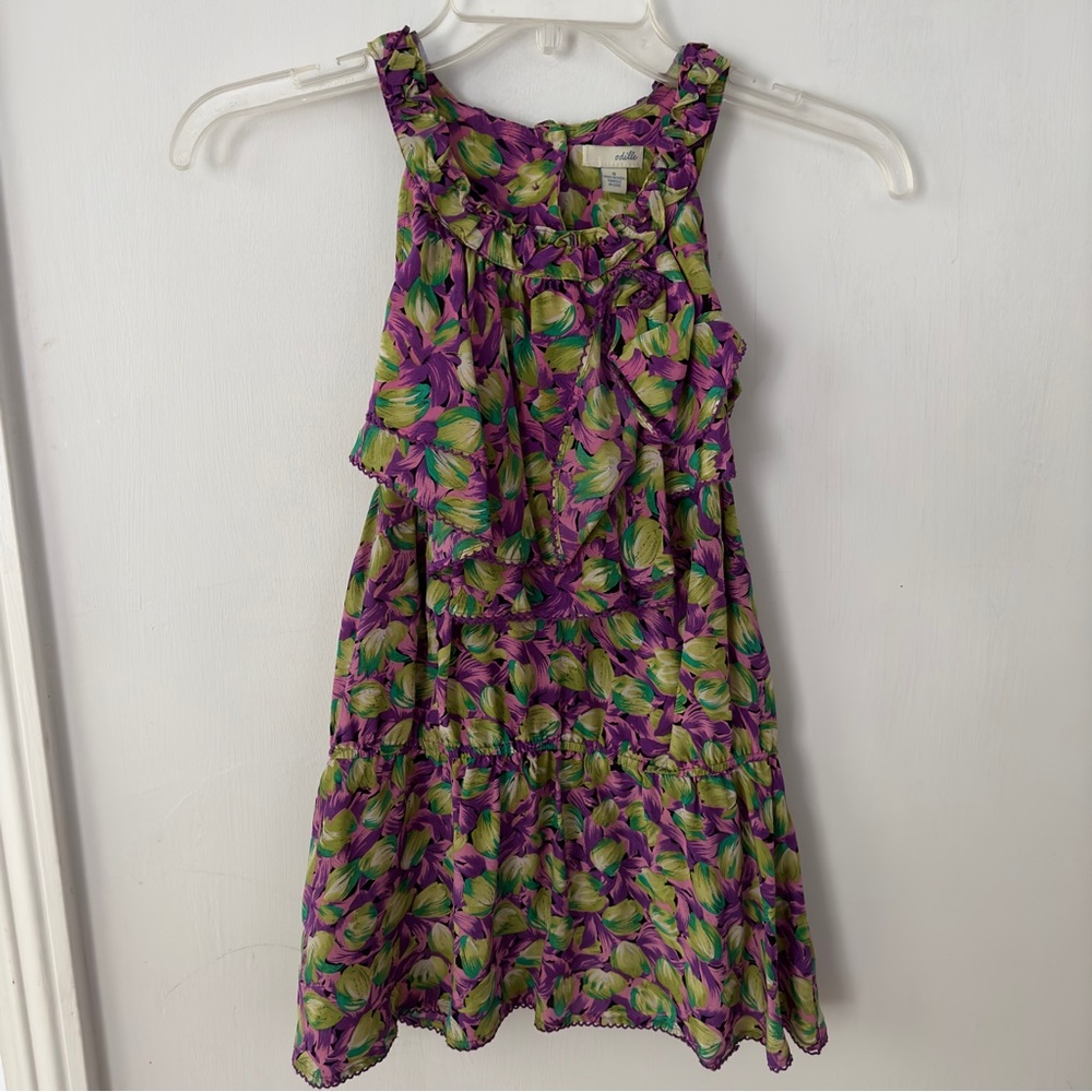 Purple & Green Floral Ruffle Tank Top - Anthropologie
